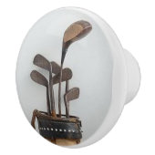 ヴィンテージのゴルフバッグおよびクラブが付いている陶磁器のノブ セラミックノブ (右)