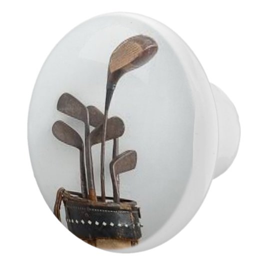 ヴィンテージのゴルフバッグおよびクラブが付いている陶磁器のノブ セラミックノブ (右)