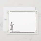 ヴィンテージのゴルフパーソナライズで平らなメッセージカード-女性 ノートカード (正面)