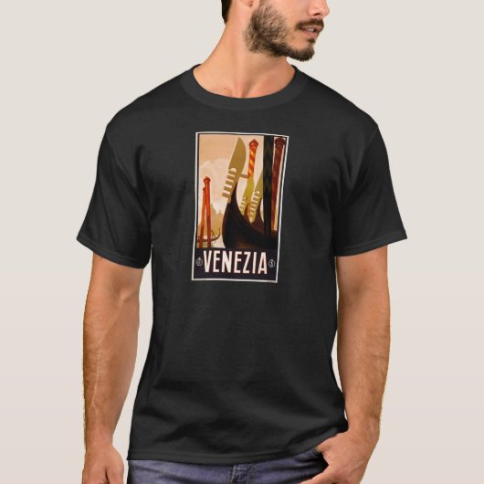ヴィンテージのゴンドラのVeneziaイタリア旅行 Tシャツ (正面)