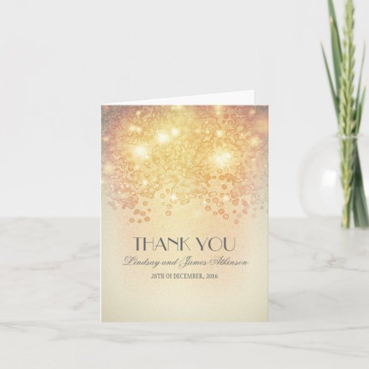 ヴィンテージのゴージャスなゴールドライトに感謝 サンキューカード (正面)