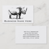 ヴィンテージのサイのイラストレーション、動物 名刺 (正面/裏面)