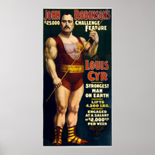 ヴィンテージのサイドショー最強の男Louis Cyr ポスター
