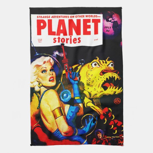 ヴィンテージのサイファイ(惑星の物語)の台所タオル キッチンタオル (縦)