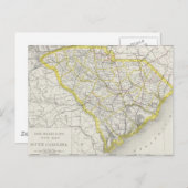 ヴィンテージのサウスカロライナの地図（1889年） ポストカード (正面/裏面)