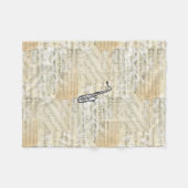 ヴィンテージのサクソフォーンの楽譜のフリースブランケット フリースブランケット (正面(横))