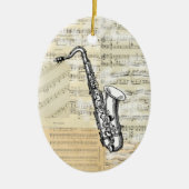 ヴィンテージのサクソフォーン音楽オーナメント セラミックオーナメント (正面)