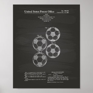 ヴィンテージのサッカーボール1964のパテントの芸術-黒板 ポスター