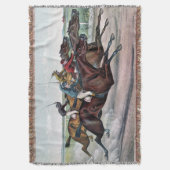 ヴィンテージのサラブレッド競走馬とジョッキのレース スローブランケット (正面縦)