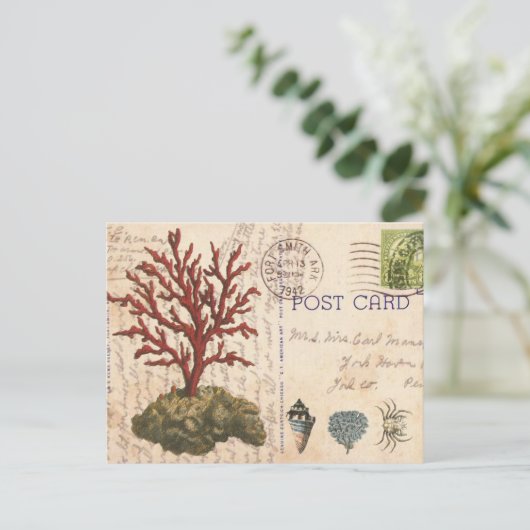 ヴィンテージのサンゴと貝殻のポストカード ポストカード (スタンド正面)