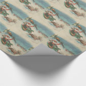 ヴィンテージのサンタのそりおよびトナカイ ラッピングペーパー (角)