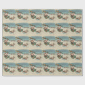 ヴィンテージのサンタのそりおよびトナカイ ラッピングペーパー (フラット)