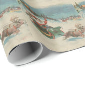 ヴィンテージのサンタのそりおよびトナカイ ラッピングペーパー (ロールコーナー)