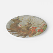 ヴィンテージのサンタのそり ペーパープレート (アングル)