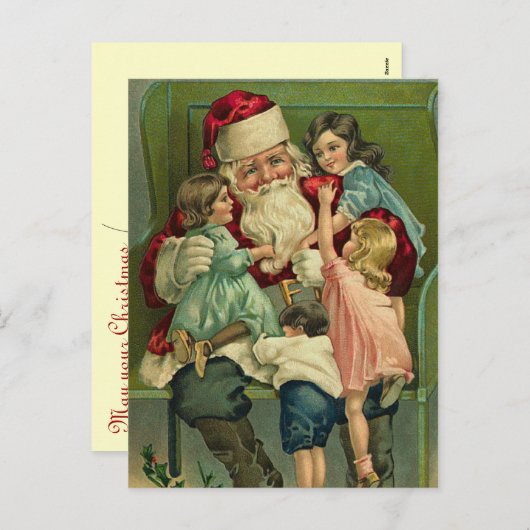 ヴィンテージのサンタのクリスマスの郵便はがき シーズンポストカード (正面/裏面)