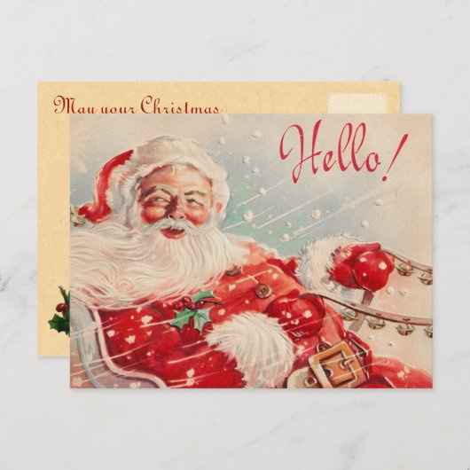 ヴィンテージのサンタのクリスマスの郵便はがき シーズンポストカード (正面/裏面)