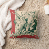 ヴィンテージのサンタのトナカイのクリスマスの聖者ニック クッション (ブランケット)