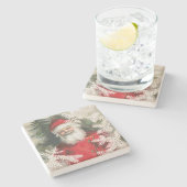 ヴィンテージのサンタのフレンドリーなクリスマス ストーンコースター (横)