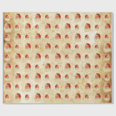 ヴィンテージのサンタのヘッドパターン ラッピングペーパー (フラット)