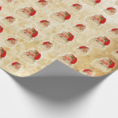 ヴィンテージのサンタのヘッドパターン ラッピングペーパー (角)