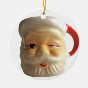 ヴィンテージのサンタのマグのクリスマスのオーナメント(まばたき) セラミックオーナメント
