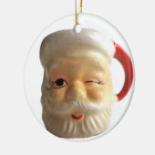 ヴィンテージのサンタのマグのクリスマスのオーナメント(まばたき) セラミックオーナメント (左)