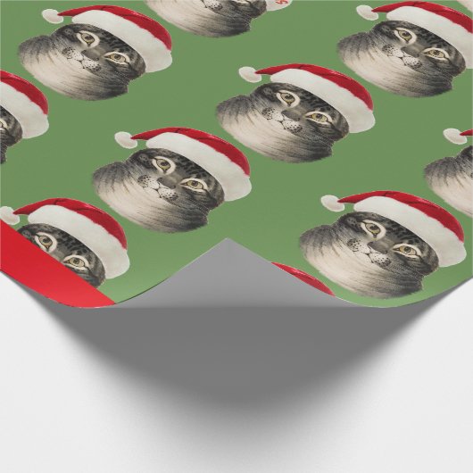 ヴィンテージのサンタの帽子猫の芸術 ラッピングペーパー (角)