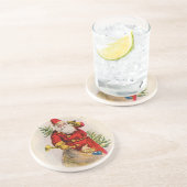 ヴィンテージのサンタの挨拶状のプリント コースター (側面)