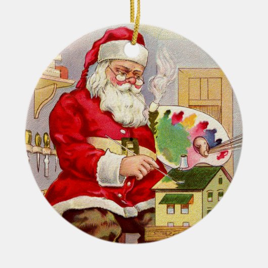 ヴィンテージのサンタの研修会 セラミックオーナメント (正面)