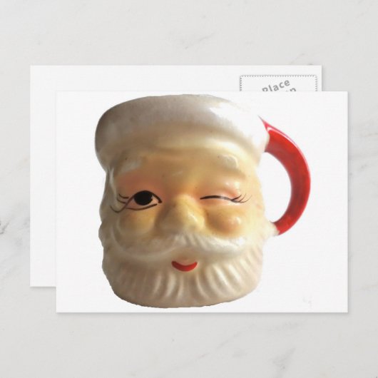ヴィンテージのサンタの郵便はがき(まばたき) シーズンポストカード (正面/裏面)