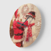 ヴィンテージのサンタの雪だるま場面 ラージ壁時計 (傾斜)