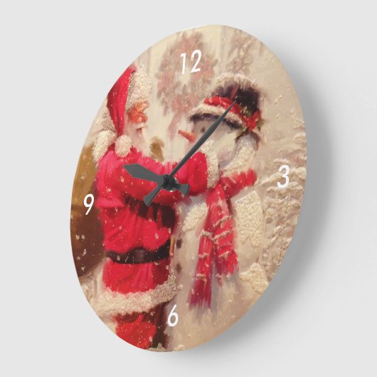 ヴィンテージのサンタの雪だるま場面 ラージ壁時計 (傾斜)
