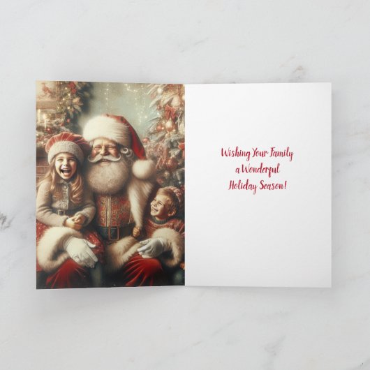 ヴィンテージのサンタクロースと子供たち シーズンカード (内部)