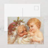 ヴィンテージのサンタクロースと赤ちゃん - クリスマス ポストカード (正面/裏面)