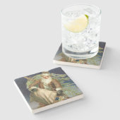 ヴィンテージのサンタクロースのおもちゃおよびクリスマスツリー ストーンコースター (横)