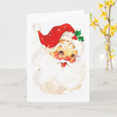 ヴィンテージのサンタクロースのイラスト カード (黄色い花)