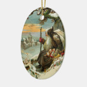 ヴィンテージのサンタクロースのオーナメント セラミックオーナメント (左)