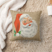 ヴィンテージのサンタクロースのクリスマスののどのバーラップ クッション (ブランケット)