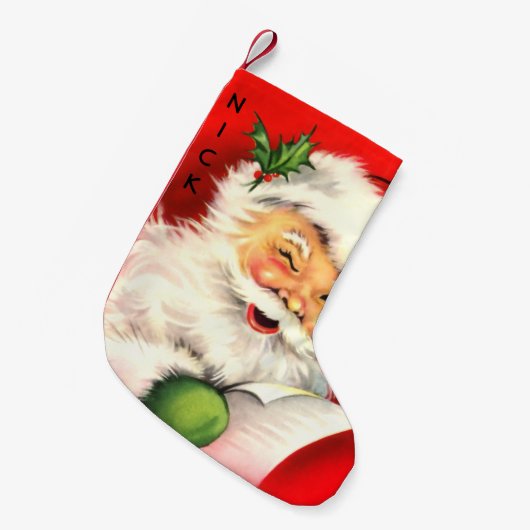 ヴィンテージのサンタクロースのクリスマスのストッキング スモールクリスマスストッキング (正面 (吊り時))