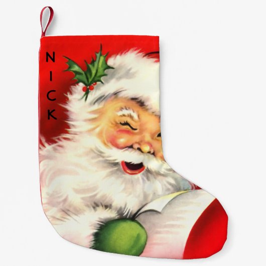 ヴィンテージのサンタクロースのクリスマスのストッキング スモールクリスマスストッキング (正面)