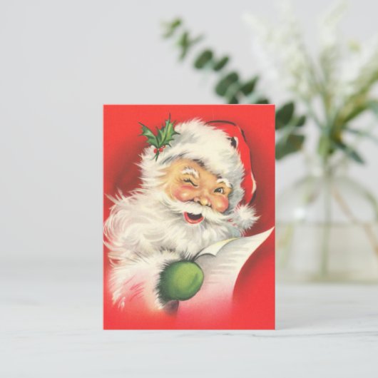 ヴィンテージのサンタクロースのクリスマスの郵便はがき シーズンポストカード (スタンド正面)