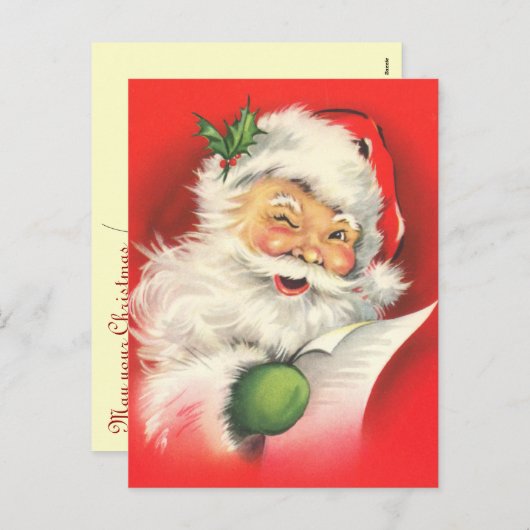ヴィンテージのサンタクロースのクリスマスの郵便はがき シーズンポストカード (正面/裏面)