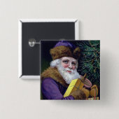 ヴィンテージのサンタクロースのクリスマスボタンPinの正方形 缶バッジ (正面&裏面)