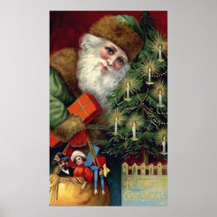 ヴィンテージのサンタクロースのクリスマスポスタープリント ポスター