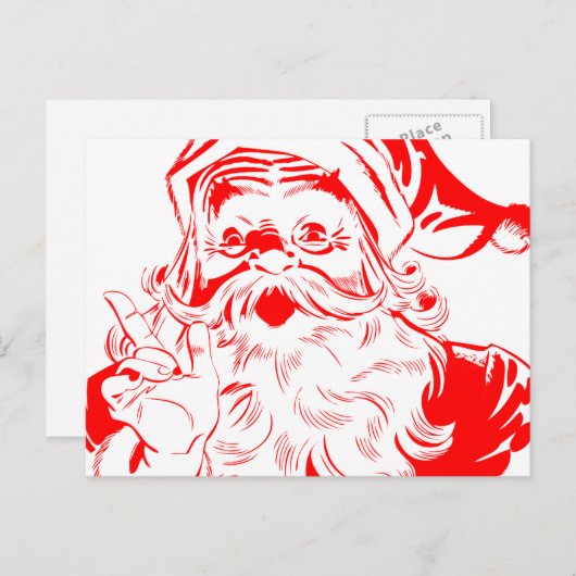 ヴィンテージのサンタクロースのスケッチ シーズンポストカード (正面/裏面)