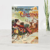 ヴィンテージのサンタクロースのトナカイのそりの挨拶状 シーズンカード (裏面)