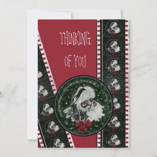 ヴィンテージのサンタクロースの映画フィルムの巻き枠のクリスマス愛 シーズンカード (正面)