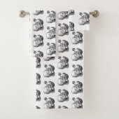 ヴィンテージのサンタクロースの白黒のクリスマスパターン バスタオルセット (インサイチュ)