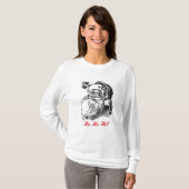 ヴィンテージのサンタクロースの白黒の赤のクリスマス Tシャツ (正面フル)