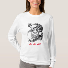 ヴィンテージのサンタクロースの白黒の赤のクリスマス Tシャツ